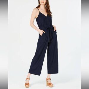 Monteau Los Angeles Navy Jumpsuit With Belt and Pockets Women Size L US